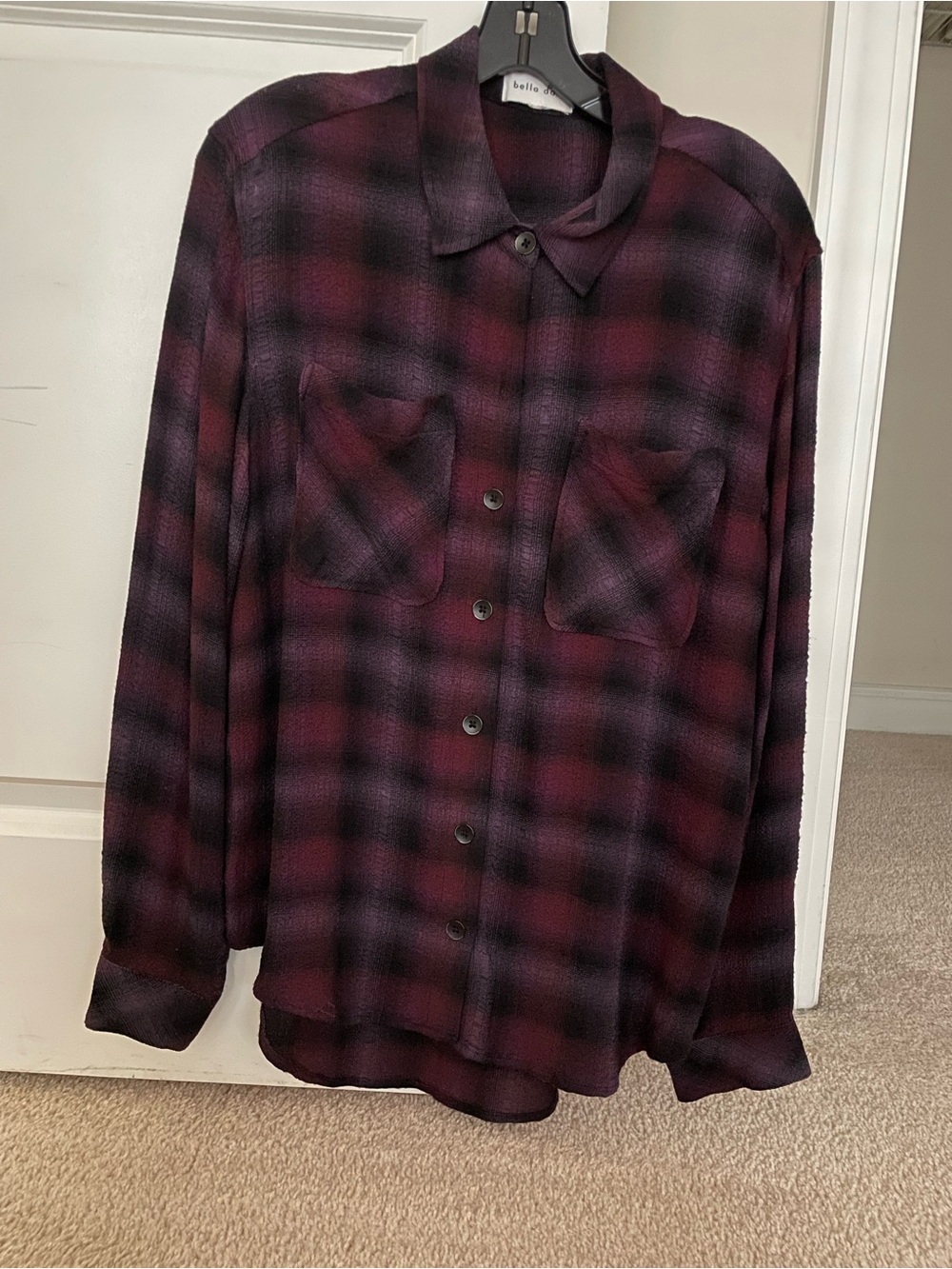 Bella Dahl Women's Purple Plaid Button-Down Shirt